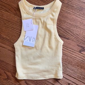 Yellow crop tank top
